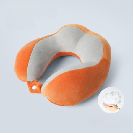 Perna de Voiaj  Pentru Gat, din Bumbac, 4 Cocoase Pentru Confort, Accesoriu de Voiaj, Birou, Masina, Sistem Prindere Capse, Portocaliu