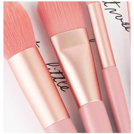 Mini set portabil 8 pensule de machiaj cu husa roz, Cyrax