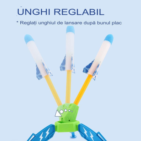 Jucarie pentru Copii, Cyrax, Lansator de Rachete cu Piciorul, un Singur Lansator, 4 Rachete Fara Lumini, 40.5 cm Inaltime, Multicolor