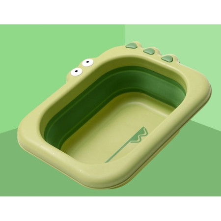 Lavoar Pliabil, Cyrax, pentru Copii, din PP/TPE, Portabil, Model Crocodil, 30x24.5x9 cm, Verde