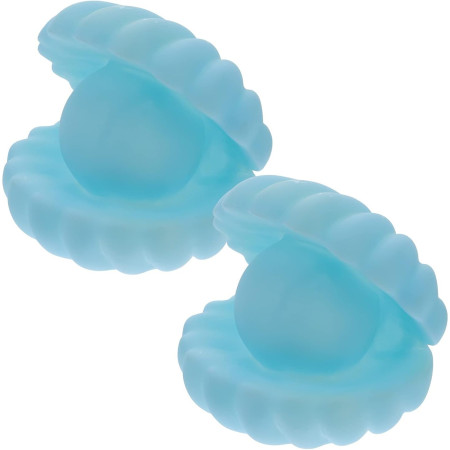 Lampa de Veghe,  Model Scoica cu Perla, Lumina Calda, 10 x 8.5 cm, Led, Baterii Incluse 3 x LR44, Albastru