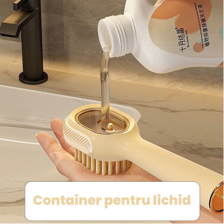 Perie pentru Curatare Incaltaminte cu Recipient pentru Detergent,  Perie Multifunctionala pentru Incaltaminte si Lenjerie, cu Peri Moi, Fara Deteriorare, 22x6x4 cm, Galben
