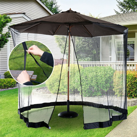 Plasa anti-tantari si insecte  pentru umbrela de soare, inaltime 2.3, diametru 3 m, negru