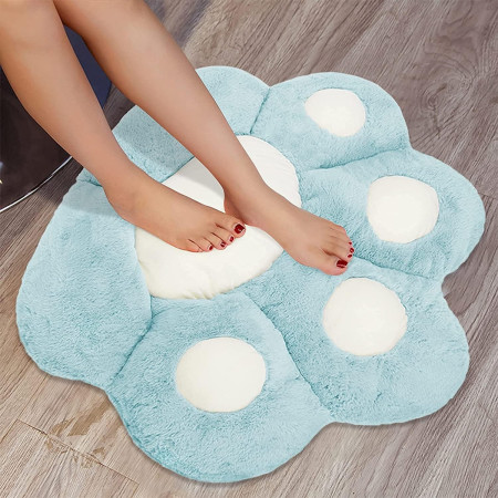 Perna Decorativa,  Model Laba de Pisica, din Plus, pentru Scaun/Canapea/Podea, 80 x 70 cm, Albastru Deschis