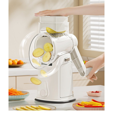 Razatoare Manuala, Cyrax, Rotativa cu Manivela, 6 Lame Interschimbabile, Anti-Stropire, 27 x 13 x 13 cm, Alb