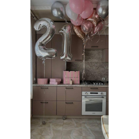 Balon din Folie Metalizata, Cyrax, Figurina Cifra, Tema Aniversare 40 cm, Ambalaj Individual, Pai inclus, Umflare cu Aer sau Heliu, Argintiu, Cifra 1
