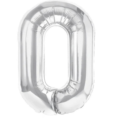 Balon Folie Metalizata Litera O, Cyrax, 80 cm, Umflati cu Heliu sau Aer, Ambalaj Individual, Pai inclus, Argintiu