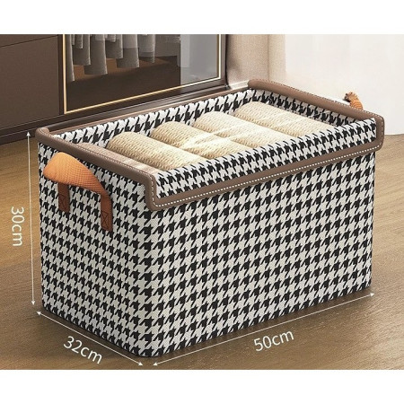 Cutie Depozitare,  Capac Transparent, Model In Carouri, Model Mare, Maro