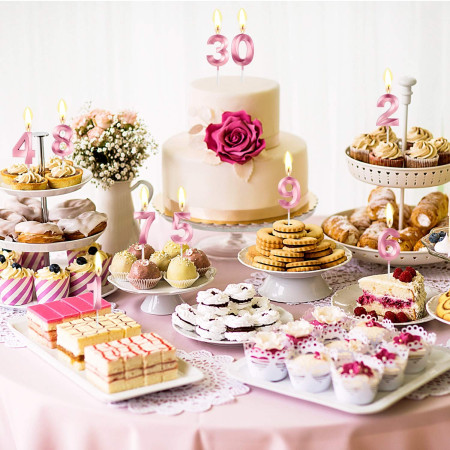 Lumanare Cifra 6, Cyrax, Model Diamond, 5 x 3.4 cm, Roz