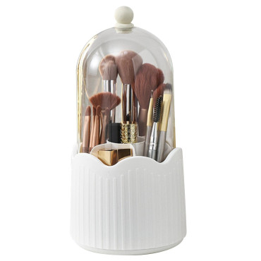 Cutie pentru Depozitarea Pensulelor de Machiaj, Cyrax, Rotativa, Plastic, 36 cm x 13 cm, Alb