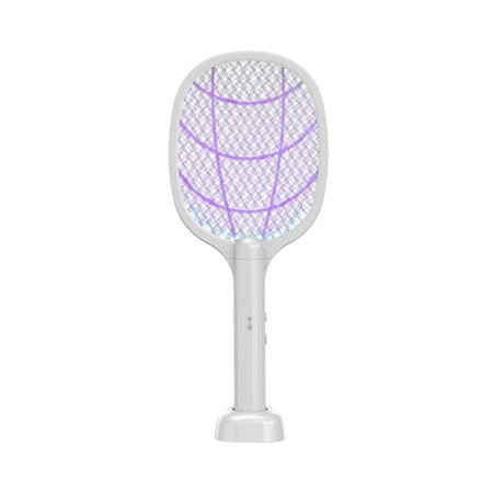 Lampa Electrica Impotriva Tantarilor,  42.5 x 18 x 7.5 cm, Reincarcabila cu Cablu USB Inclus, Plasa din Aluminum, Alb