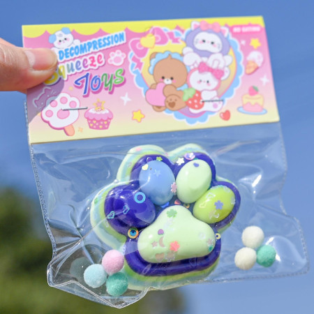 Jucarie Antistres Squishy, Cyrax, cu Revenire Lenta, Squeeze Toys, Model Cat Paw, 12.5x10.5 cm, 220g, +3 Ani, din TPR, Model 6, Multicolor