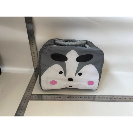 Geantă Frigorifică, Cyrax, cu Desene Animat, Portabilă pentru Copii, de Prânz, din Pânză Oxford, 22x14x19 cm, Model Vulpe, Gri