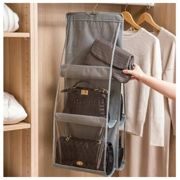 Organizator Genti 6 Compartimente  Suspendabil, 85 x 36 cm, gri