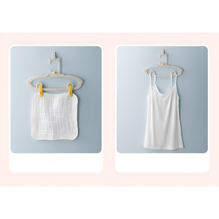 Set 10 Umerase pentru Copii,  Potrivite pentru Uscarea si Depozitarea Hainelor de Bebelusi, 28x16.7 cm, Crem