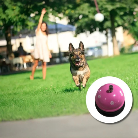 Clopotel Metalic Multifunctional,  Roz cu Imprimeu Labuta Alba, 7.5x7.5x6.5 cm, Dresaj, Receptie, Restaurante