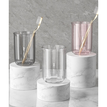 Cana de Apa pentru Clatit,  pentru Periuta de Dinti, 200 ml, 10.4 x 7.3 cm, Roz Transparent