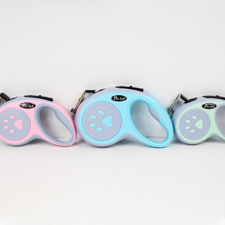 Lesa Automata Retractabila,  pentru Caini, 3m, 20 kg, ABS, Gri/Bleu, 8x12x4 cm