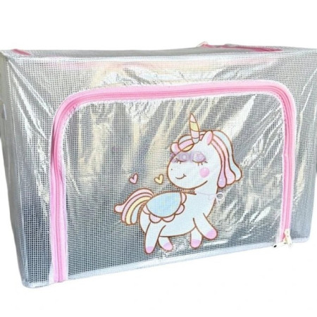Cutie de Depozitare,  pentru Camera Copiilor, 66L, din PVC, Model Unicorn, 50 x 40 x 33 cm, Transparent