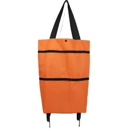 Geanta Pliabila,  2 in 1, Carucior cu Roti, pentru Cumparaturi, 19 l, Portocaliu, Plastic, 39 x 46 x 12 cm