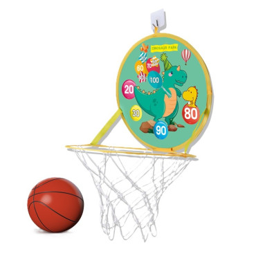Jucarie Interactiva, Cyrax, 2 in 1, Cos de Basket si Tinta de Darts, Minge 16 cm, Pompa, 8 Mingii cu Scai, Model Dragon, Multicolor