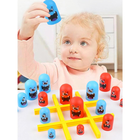 Joc Interactiv, Cyrax, Tic Tac Toe Gobble, din Plastic, +3 Ani, 18 Piese, 21.5 x 4 x 10 cm, Albastru/Rosu