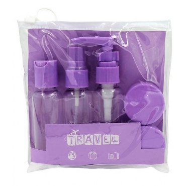 Set Recipiente pentru Cosmetice, Cyrax, 5 Piese, cu Gentuta, pentru Calatorii, Reutilizabile, Mov, Material Plastic, 40 ml, 10g