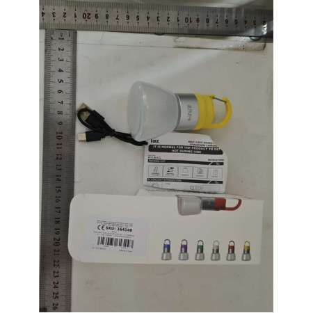 Lampa Portabila,  de Voiaj/Camping, Incarcare USB, IPX5, LED RGB, din ABS, 300 mAh, 10 x 5.5 x 5.5 cm, Galben