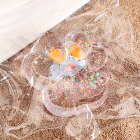 Jucarie Antistres Squishy, Cyrax, cu Revenire Lenta, Squeeze Pinch Family, Model Cat Paw, 6.5 x 7 cm, din Tpr, 4-6 Ani, Model 6 Ocean, Transparent