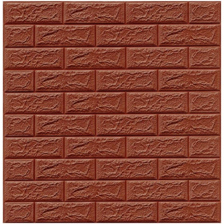 Set 10 Placi Tapet 3D,  70 x 77 cm, Grosime 3 mm, din Polietilena, Model Caramida, Suprafata acoperita 5.3 mp, Maro