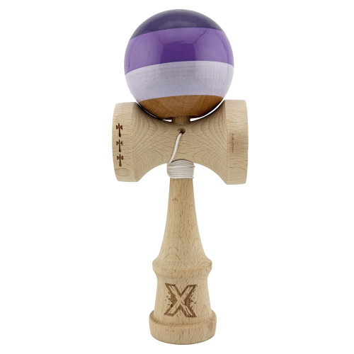 Kendama X Originala, Profesionala, Cyrax, Big Cups V2, Super Sticky Legendary Cupe Mari, Rulment Metalic cu Ata 55 cm, Purpuriu/Mov/Lila...