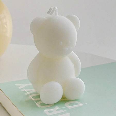 Lumanare Parfumata,  Model Ursulet, Alba, Aromaterapie, 5.5x3.6x4 cm