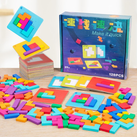 Joc Interactiv, Cyrax, Tip Puzzle, din Lemn, +3 Ani, 128 Piese, 15 x 17 x 3.5 cm, Multicolor