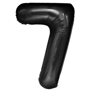 Balon din Folie Metalizata, Cyrax, Figurina Cifra, Tema Aniversare 100 cm, Ambalaj Individual, Pai inclus, Umflare cu Aer sau Heliu, Negru, Cifra 7