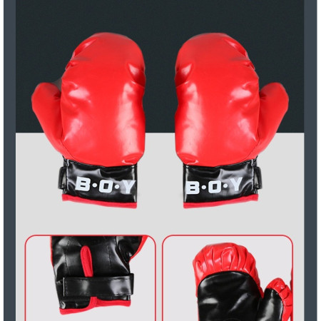Jucarie Interactiva, Cyrax, Model Sfera de Box cu Suport, Manusi Incluse, Inaltime Reglabila, +3 Ani, 120 x 20 x 23.5 cm, Rosu/ Negru