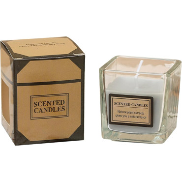 Lumanare Parfumata,  Model Pahar Transparent, cu Ulei Esential, 4.8 x 5.4 x 5.5 cm, Aroma de Chihlimbar, Gri