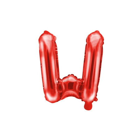 Balon Folie Metalizata Litera W, Cyrax, 40 cm, Umflati cu Heliu sau Aer, Ambalaj Individual, Pai inclus, Rosu