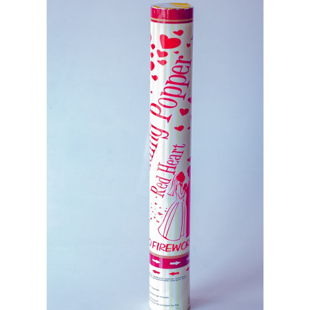 Tun Confetti, Cyrax, Model Wedding Popper Inimi, 40 cm, Ambalaj din Carton, Eliberare prin Rasucire, Rosu