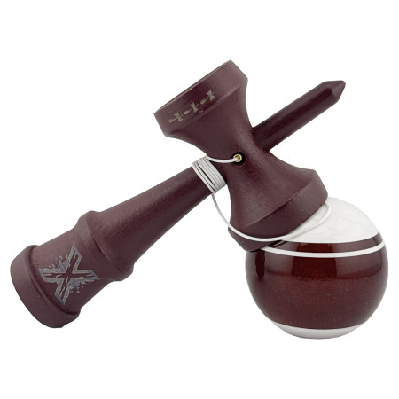 Kendama X Originala, Profesionala, Cyrax, Super Sticky Legendary, Rulment Metalic cu Ata 55 cm, Alb/Maro