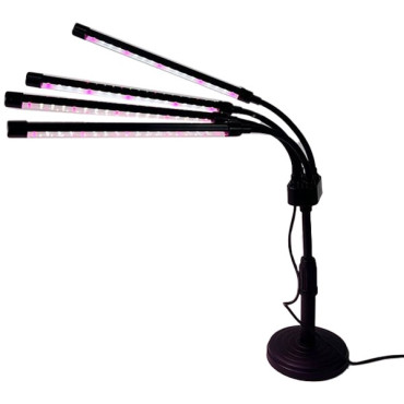 Lampa UV pentru cresterea plantelor,  conectare la retea, 20W, 4 capete, 72 LED-uri, ajustabila pana la 66.5 cm, Lumina Alb Mov 