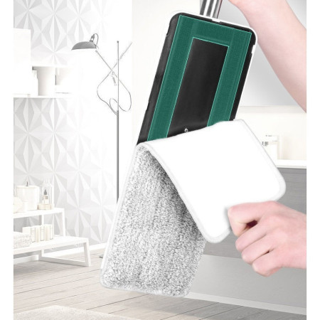 Set de curatenie  mop si galeata, galeata 6 l, 2 rezerve microfibra incluse, design modern, pentru interior, material plastic, peri sintetici, plat, cu storcere, bej