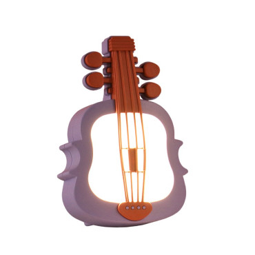 Lampa de Veghe,  cu Protectie pentru Ochi, Model Violina, Lumina Calda, Incarcare USB, ABS, 14.3x5x9.9 cm, Mov/ Portocaliu