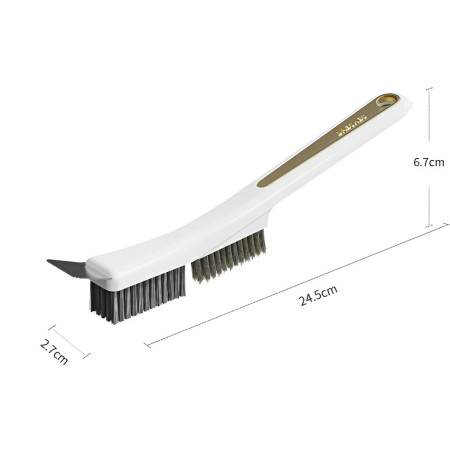 Perie de Sarma pentru Bucatarie,  din Doua Bucati, Maner Lung cu Gaura de Prindere, Peri din Otel, Anti-Reziduu, Anti-Murdarie, 24.5x2.7x6.7cm, Alb