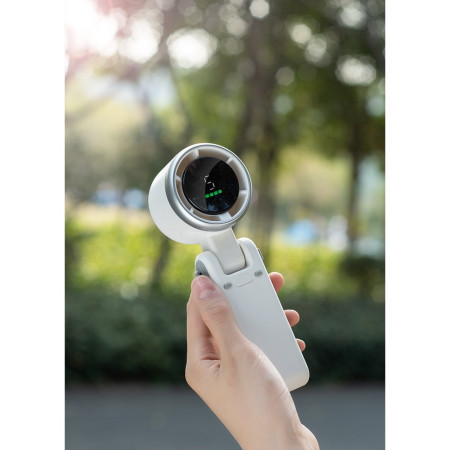 Mini Ventilator Portabil,  5 Trepte de Viteza, Afisaj Digital, Incarcare USB, 5V, 2A, 5.95 x 5.2 x 17.2 cm, Verde