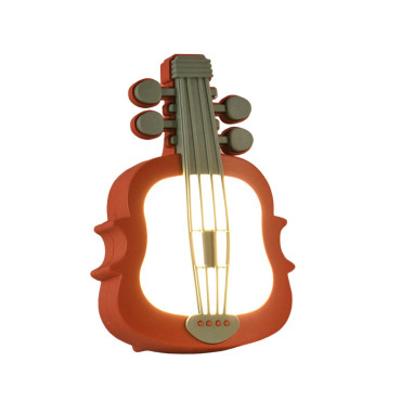 Lampa de Veghe,  cu Protectie pentru Ochi, Model Violina, Lumina Calda, Incarcare USB, ABS, 14.3x5x9.9 cm, Verde/ Rosu