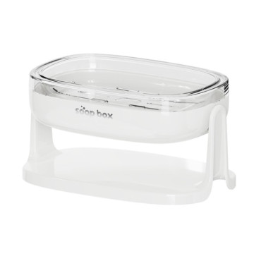 Savoniera cu Suport 2 in 1,  Pentru Perete sau Blat, PET, Scurgere Optima, Alb