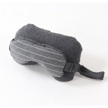 Masca de dormit, Cyrax, 2 in 1, cu Tetiera, din Particule de Spuma si Bumbac, Gri Inchis