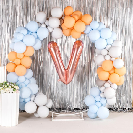 Balon Folie Metalizata Litera V, Cyrax, 100 cm, Umflati cu Heliu sau Aer, Ambalaj Individual, Pai inclus, Rose Gold