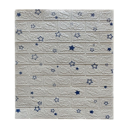 Set 10 Placi de Tapet,  Autoadezive, 70 x 77 cm, Suprafata Acoperita 5.3 mp, din PVC, Model Stelute Albastre, Alb