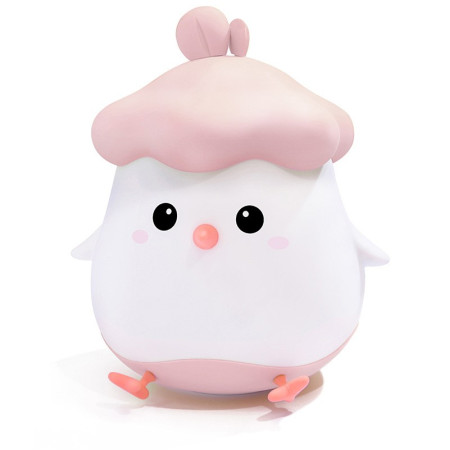 Lampa de Veghe pentru Copii,  din Silicon, Senzor Tactil, Model Pui, Lumina Calda, Protectie pentru Ochi, Incarcare USB, Capacitate Baterie Incorporata 800mAh, 11 x 10 x 12.4 cm, Roz